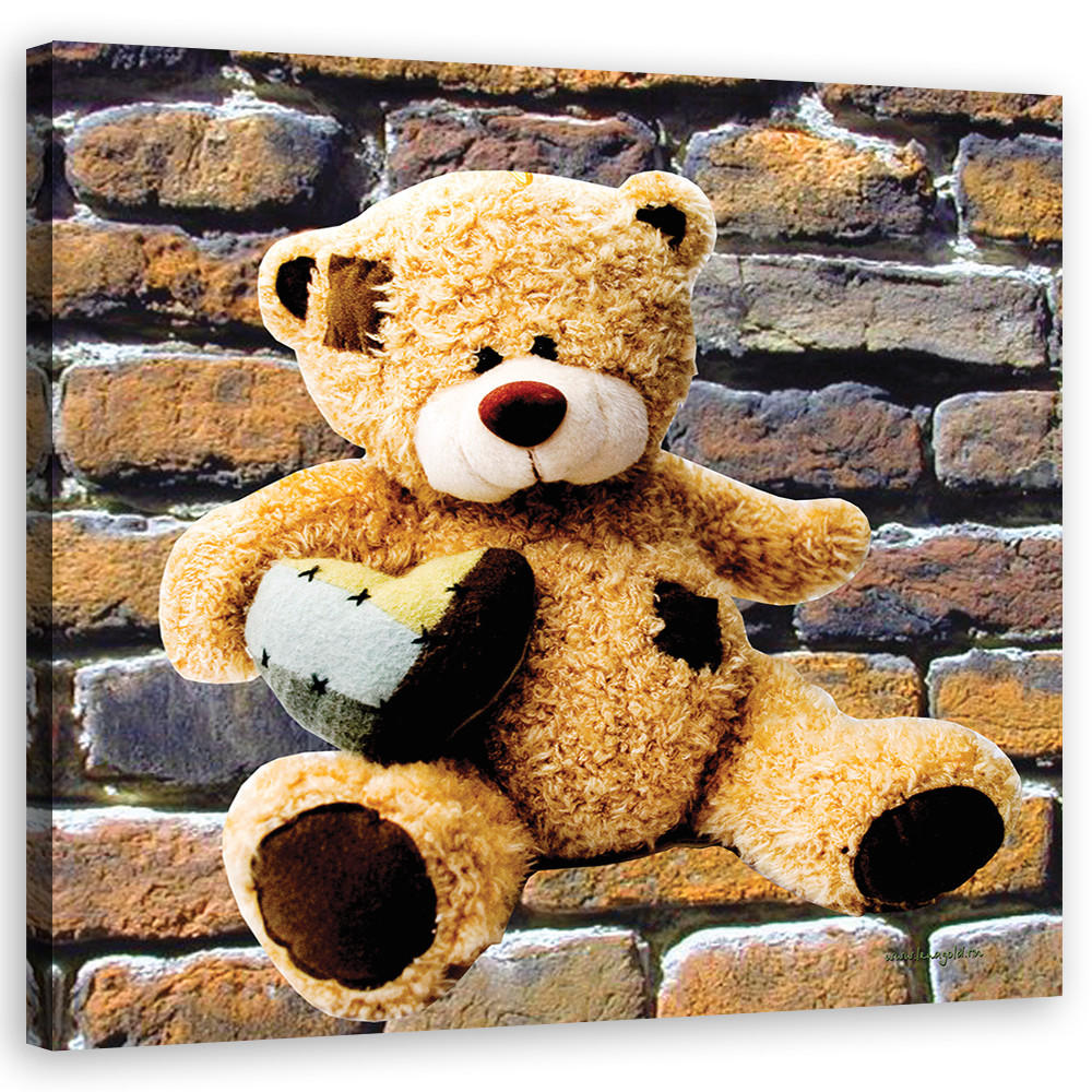 WANDBILD teddybär mit herz - Beige, Textil (50/50cm) - Feeby