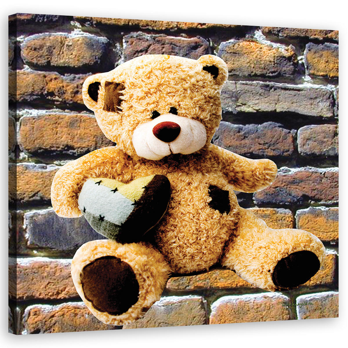 WANDBILD teddybär mit herz - Beige, Textil (50/50cm) - Feeby