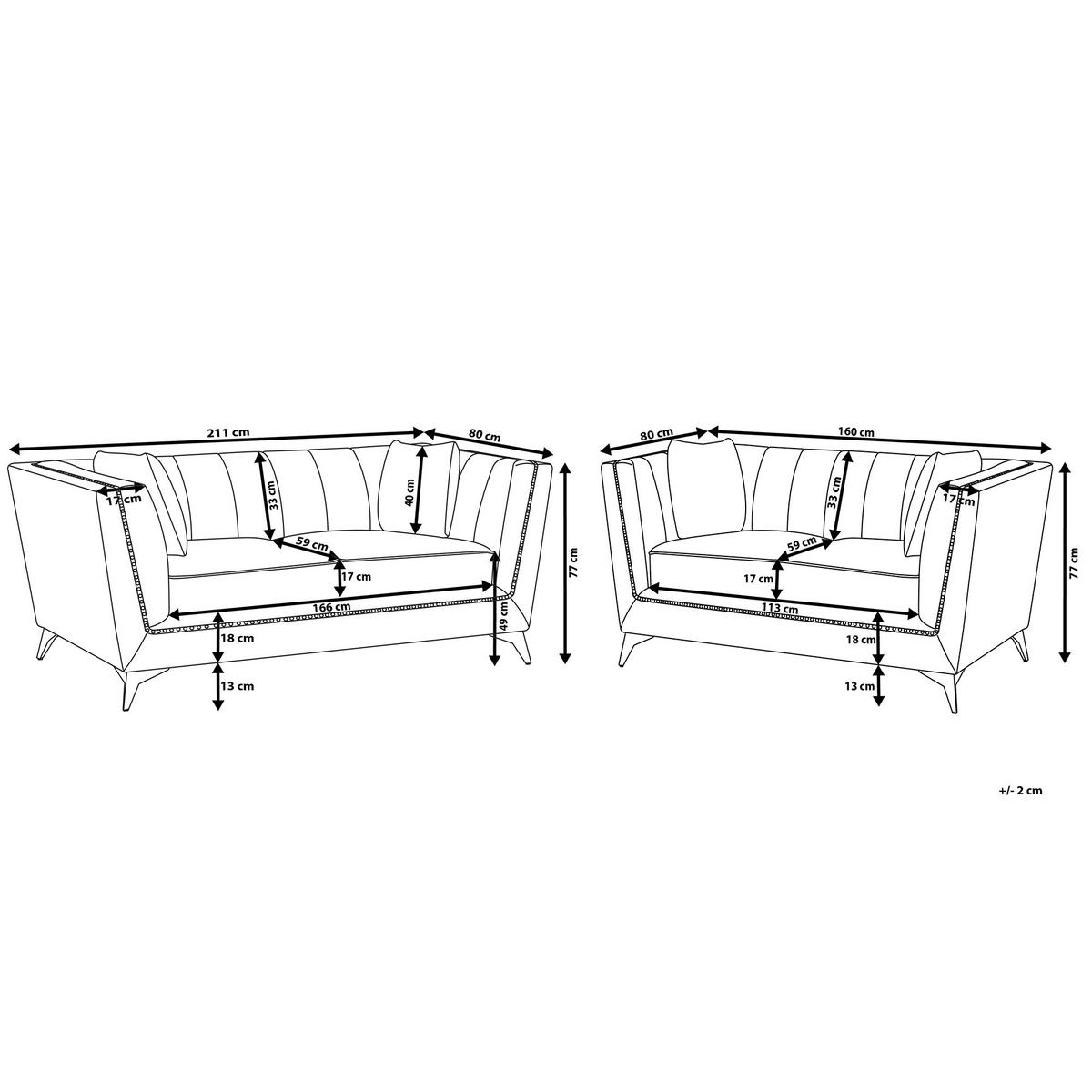 SOFA-SET 5-sitzer Samtstoff Blau Gaula - Blau, Textil (211/77/80cm) - Beliani