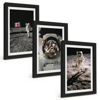 BILDER SET 3er Set - 20x30 cm Schwarzer Rahmen - NASA-Mondlandung - Schwarz, Kunststoff (20/30cm) - TULUP