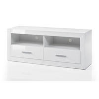 TV-LOWBOARD weiß Hochglanz, TV Unterteil Komforthöhe auf Rollen - Chromfarben/Weiß Hochglanz, Holzwerkstoff/Kunststoff (150/61/45cm) - Furn.Design