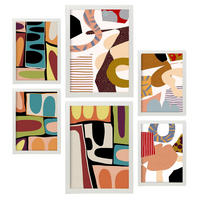 POSTER Set Mit 6 Glitzig Reich In Farbenfrohe Zusammenfassungen A3 & A4 Weißer Rahmen - Weiß, Papier (29/3cm) - Nacnic