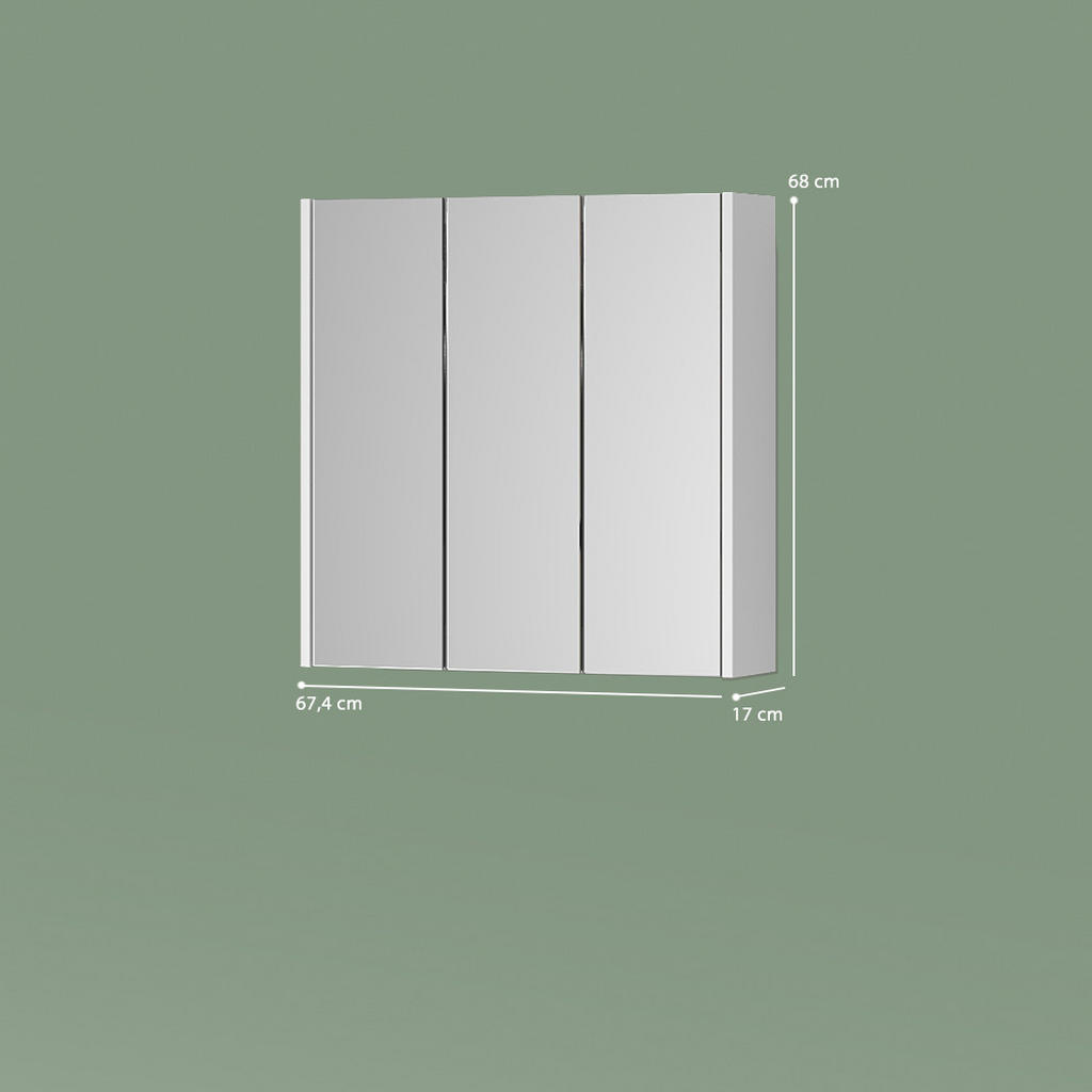 Thumbnail - Livinity® Badspiegelschrank, Weiß, Weiß, Holzwerkstoff, 9 Fächer, Rechteckig, 67.4x68x17 cm, Badezimmer, Badezimmerspieg...