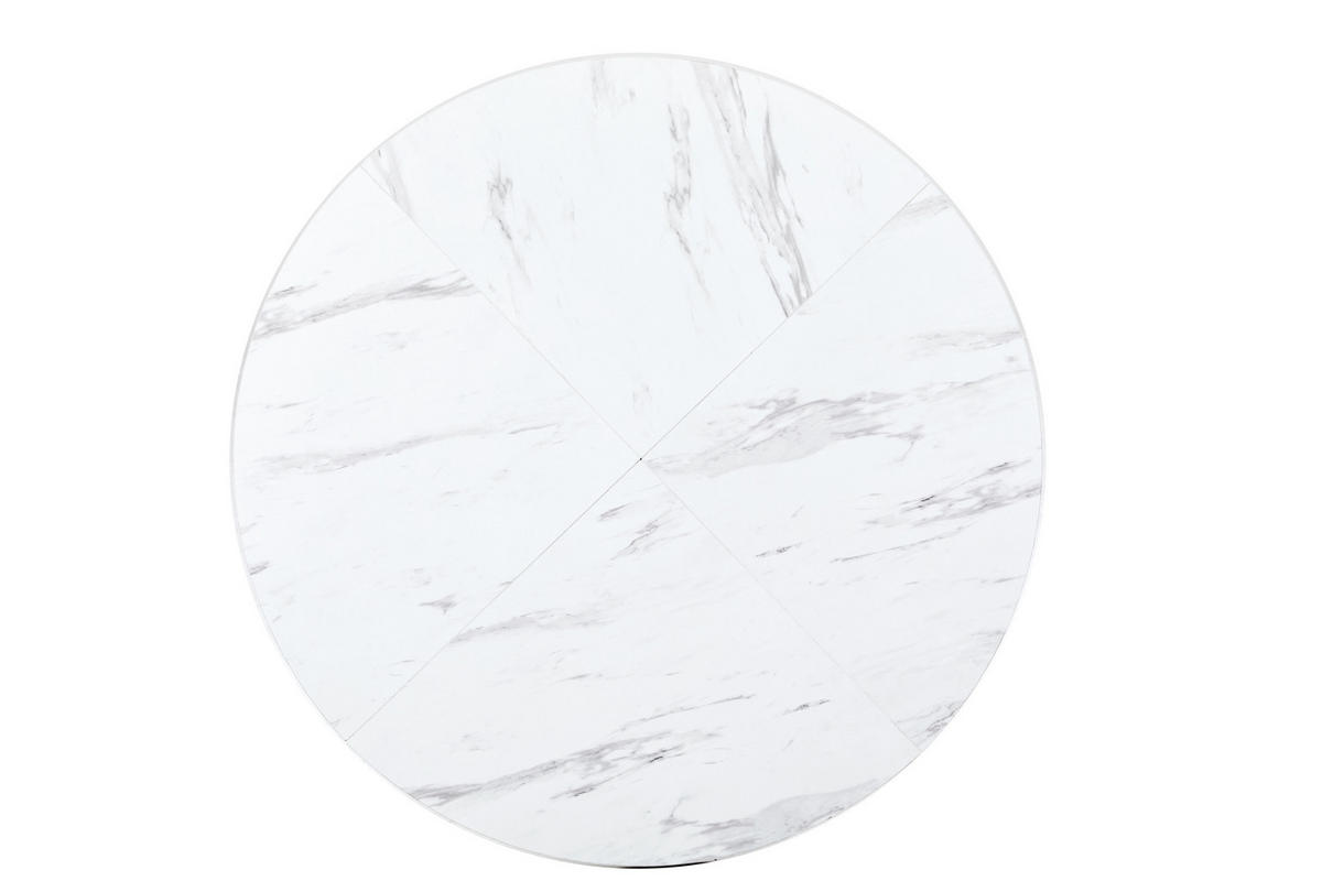 ESSTISCH 100 cm rund weiß mit MDF-Tischplatte und modernem Marmormuster - Weiß, Holzwerkstoff (100/100/75cm) - OKWISH