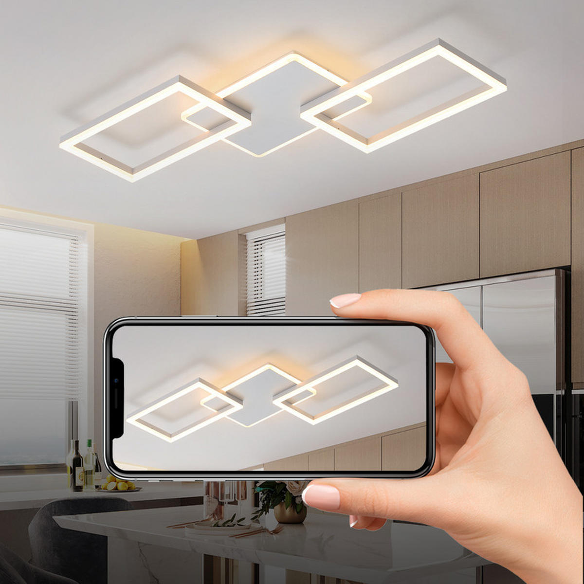 LED-DECKENLEUCHTE Finch II 80/45/7cm - Weiß, Metall (80/45/7cm) - Nettlife