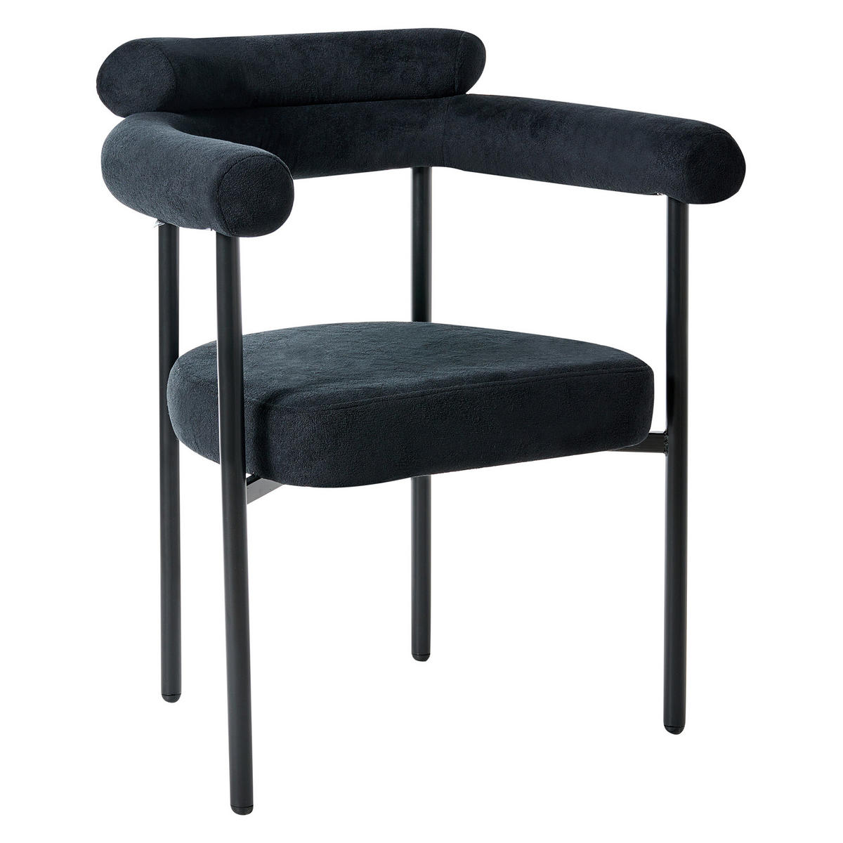 ESSZIMMERSTUHL 2er Set Stoff Schwarz Lyney - Schwarz, Textil (70/83/59cm) - Beliani