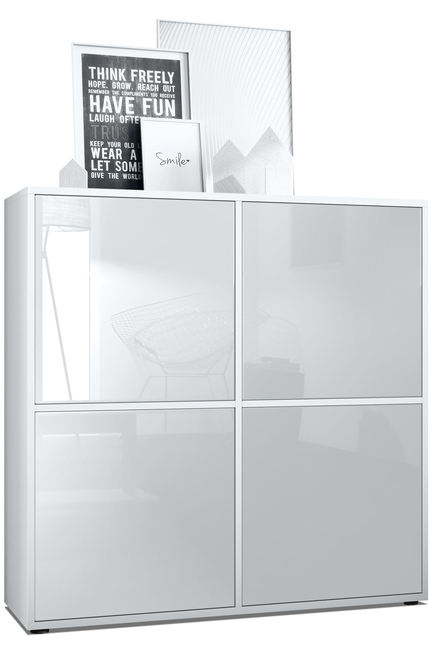 HIGHBOARD Cuba Türen in Weiß Hochglanz - Weiß Hochglanz, Holzwerkstoff (104/105.5/35.5cm) - Vladon