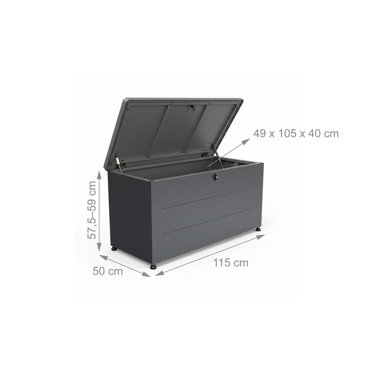 GARTENBOX - Schwarz, Kunststoff/Metall (115/59/50cm) - Relaxdays