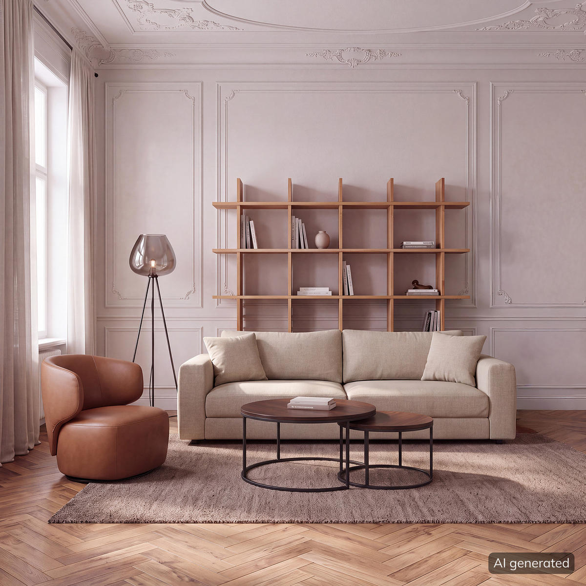 3-SITZER SOFA - Beige/Schwarz, Holz/Kunststoff (238/79/106cm) - home24