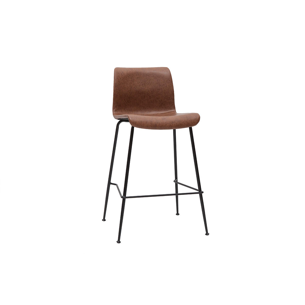 BARHOCKER Braun Antiklook Schwarz Metall H65 cm 2er-Set HAROLD - Braun, Kunststoff (50/89.5/50.5cm) - Miliboo