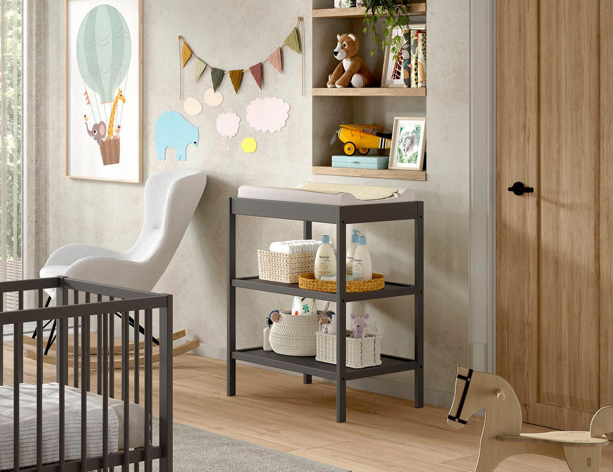 WICKELREGAL Kara-lynn 79x50x95 aus Buche Massivholz Farbe Anthrazit - Grau, Holz (79/95/50cm) - 58aufmkessel