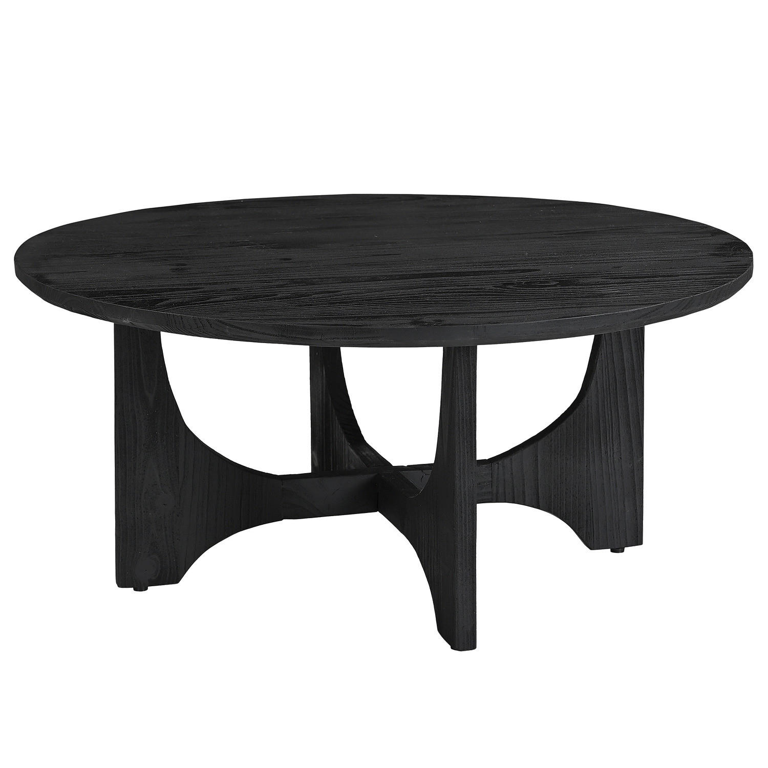 MASSIVER COUCHTISCH - rund - Pinie Schwarz - Schwarz, Holz (90/90/40cm) - home24