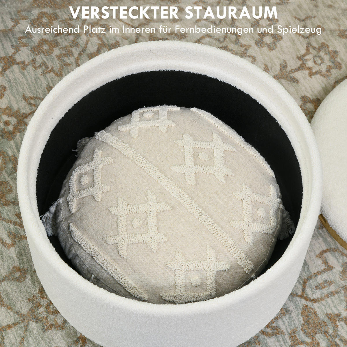SITZHOCKER, Polsterhocker, Weiß - Weiß, Kunststoff (56/42/56cm) - HOMCOM