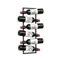 WEINREGAL Wand 6 Flaschen Metall Schwarz 22/5/60 cm - Schwarz, Metall (22/60/5cm) - DanDiBo