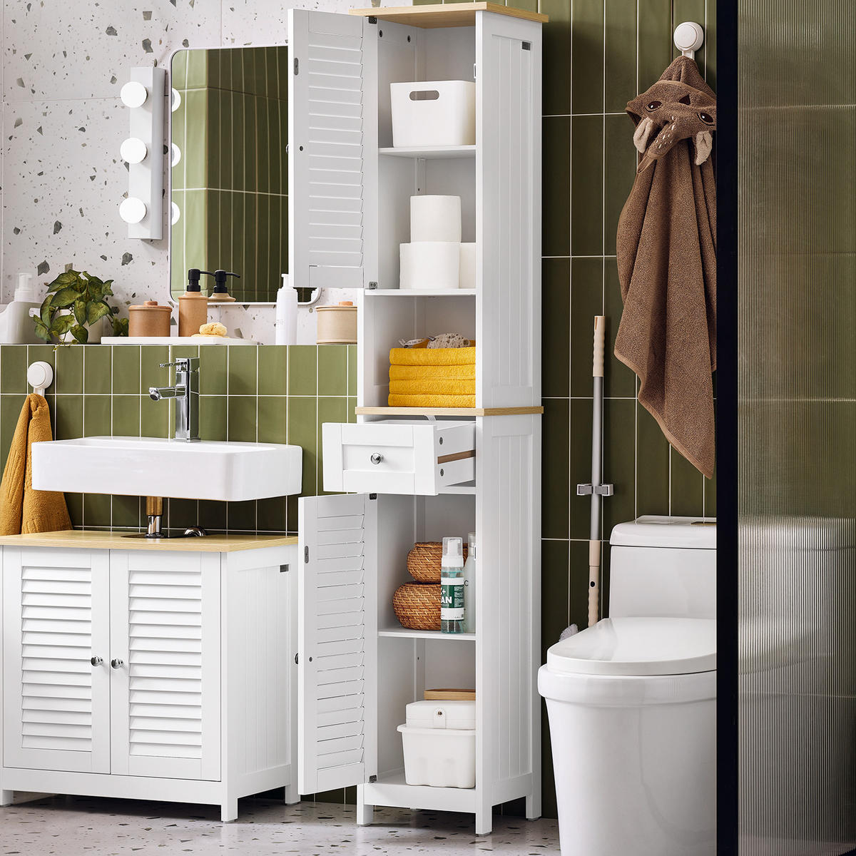 HOCHSCHRANK Weiß - Weiß, Holzwerkstoff (32/170/30cm) - SoBuy