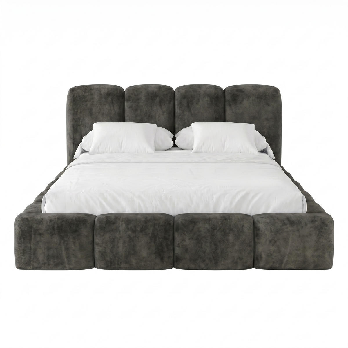 POLSTERBETT SUENO MAXI 180x200 cm in Graphitgrau, gepolstertes Kopfteil, Metalllattenrost, Bettkasten, Velour-Stoff - Graphitfarben/Naturfarben, Holz/Textil (180/200cm) - Muffo