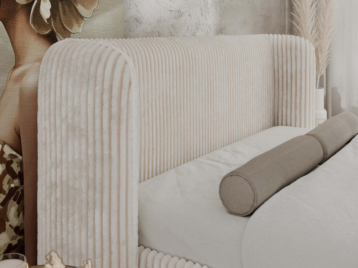 POLSTERBETT EMORA CLASSIC DUO 160/200 - Beige Cord - Schaum-Matratze - Beige, Textil (160/200cm) - MKS