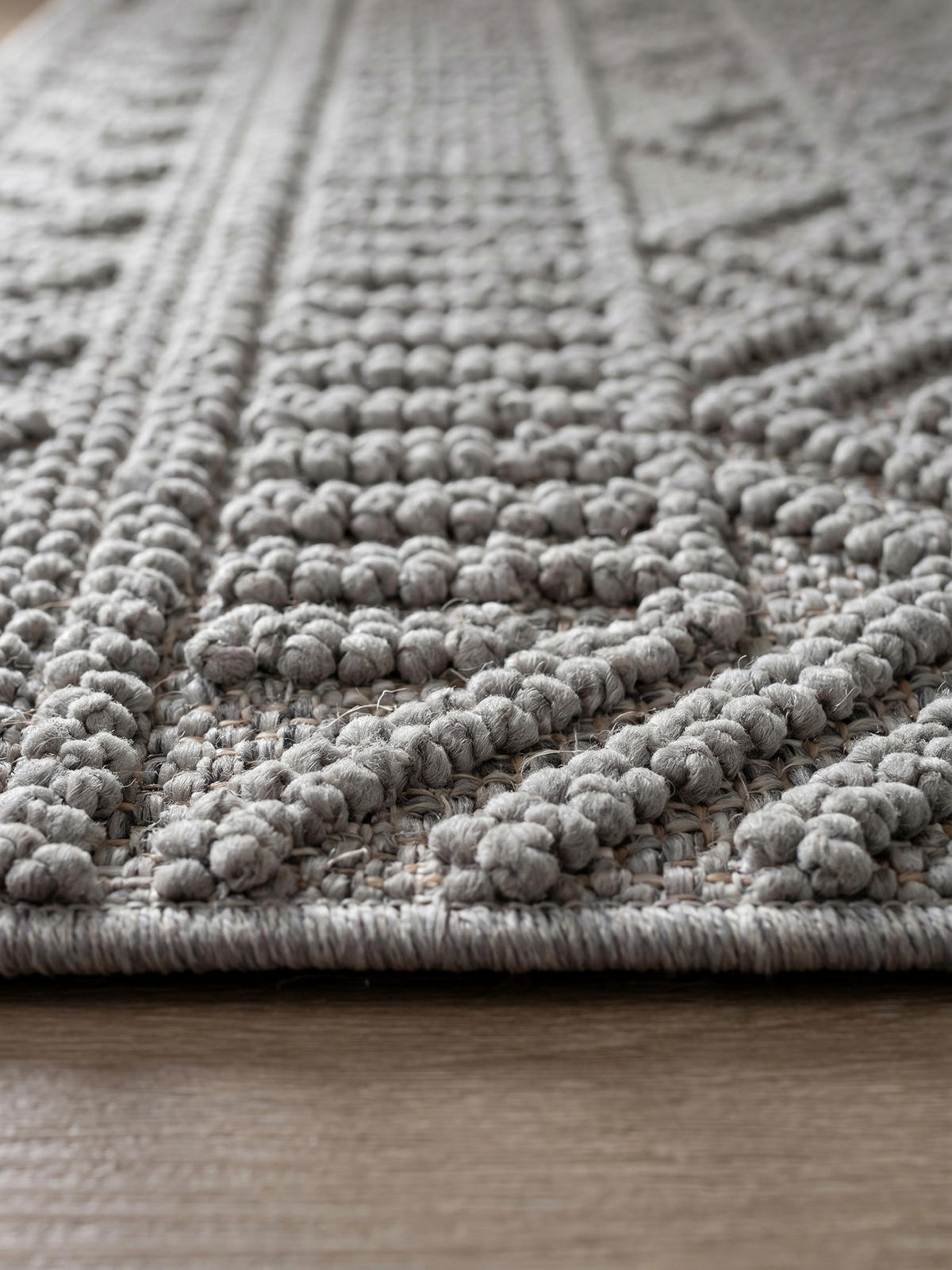 TEPPICH Flachgewebe LANGAU in Silber, mit Ethno-Streifen, 80 x 250 cm - Silberfarben, Textil (80/250cm) - KADIMA DESIGN
