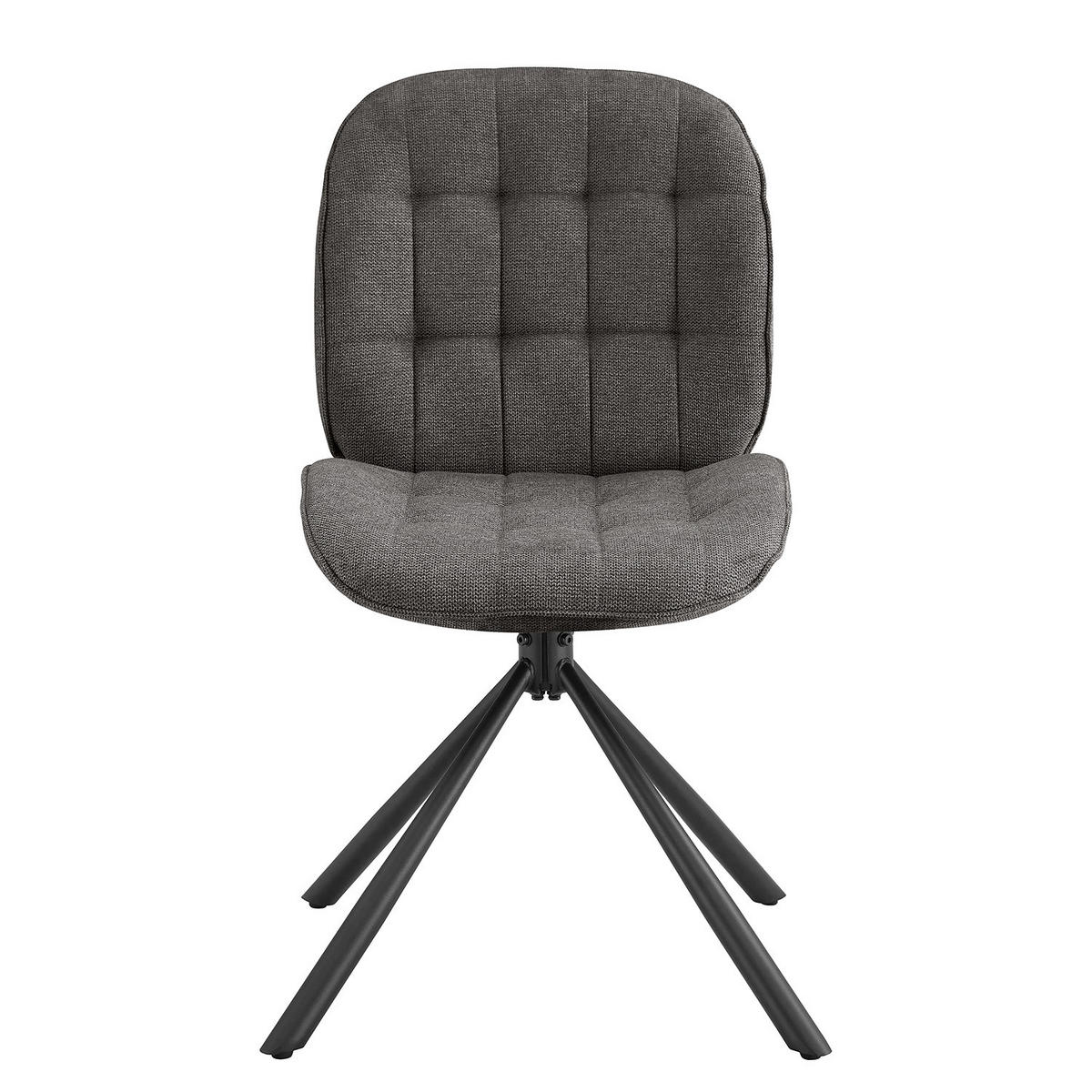 DREHBARER POLSTERSTUHL - 2er-Set - Anthrazit, Textil/Metall (48/85/58cm) - home24