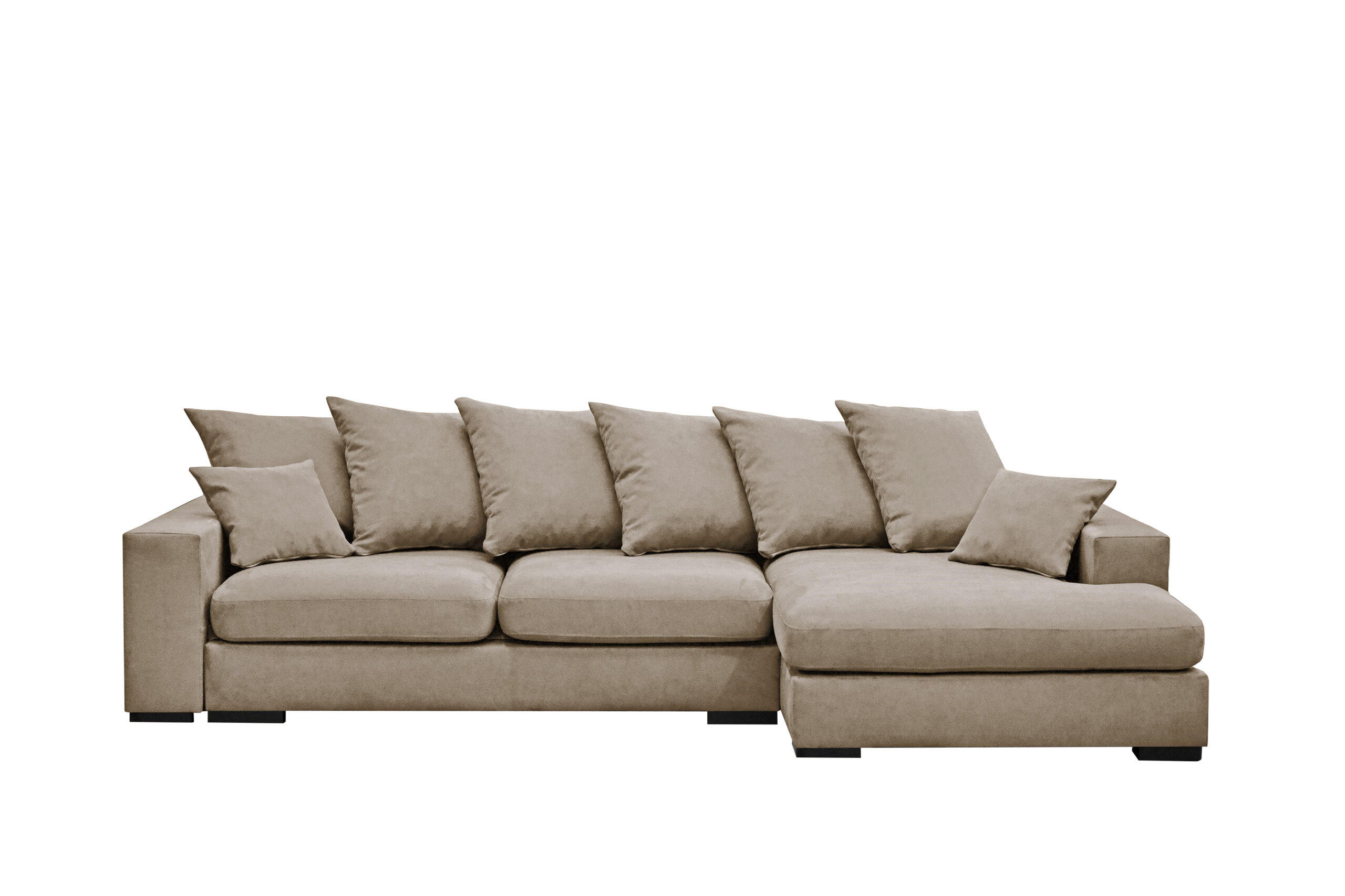 ECKSOFA Mit Schlaffunktion Und Bettkasten Couch L-form Gabon Stoff Riviera Rechts Beige - Beige, Holz (285/155cm) - Kaiser Möbel