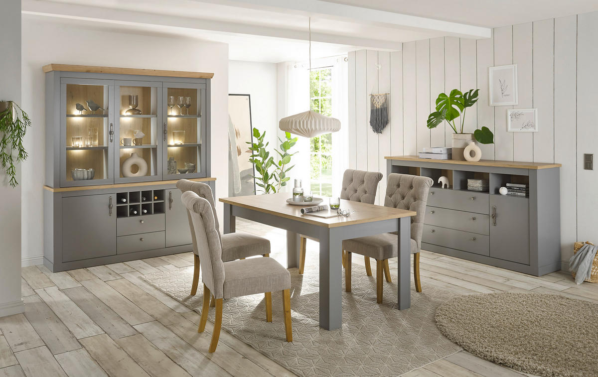 SIDEBOARD C14 Light Gray & Artisan Eiche 198/104/44 cm Landhaus - Grau, Holzwerkstoff (198/104/44cm) - Livojo