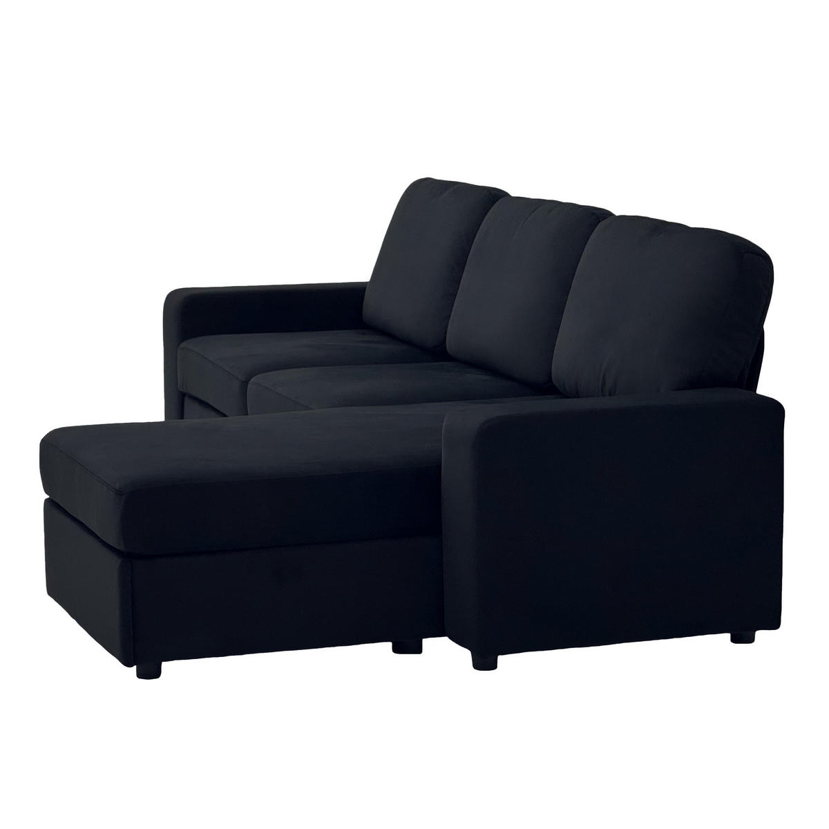 ECKSOFA 245.5/150.5/86.5 cm Schwarz mit Stauraum und Ottomane - Schwarz, Textil (245.5/150.5cm) - Oxeza