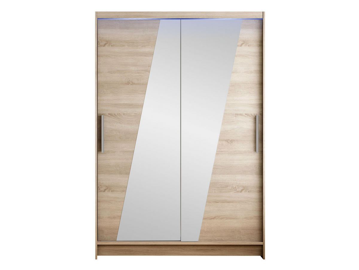 KLEIDERSCHRANK Miami VIII, mit RGB LED Beleuchtung - Silberfarben/Trüffeleichefarben, Holzwerkstoff/Kunststoff (120/200/58cm) - MIRJAN24