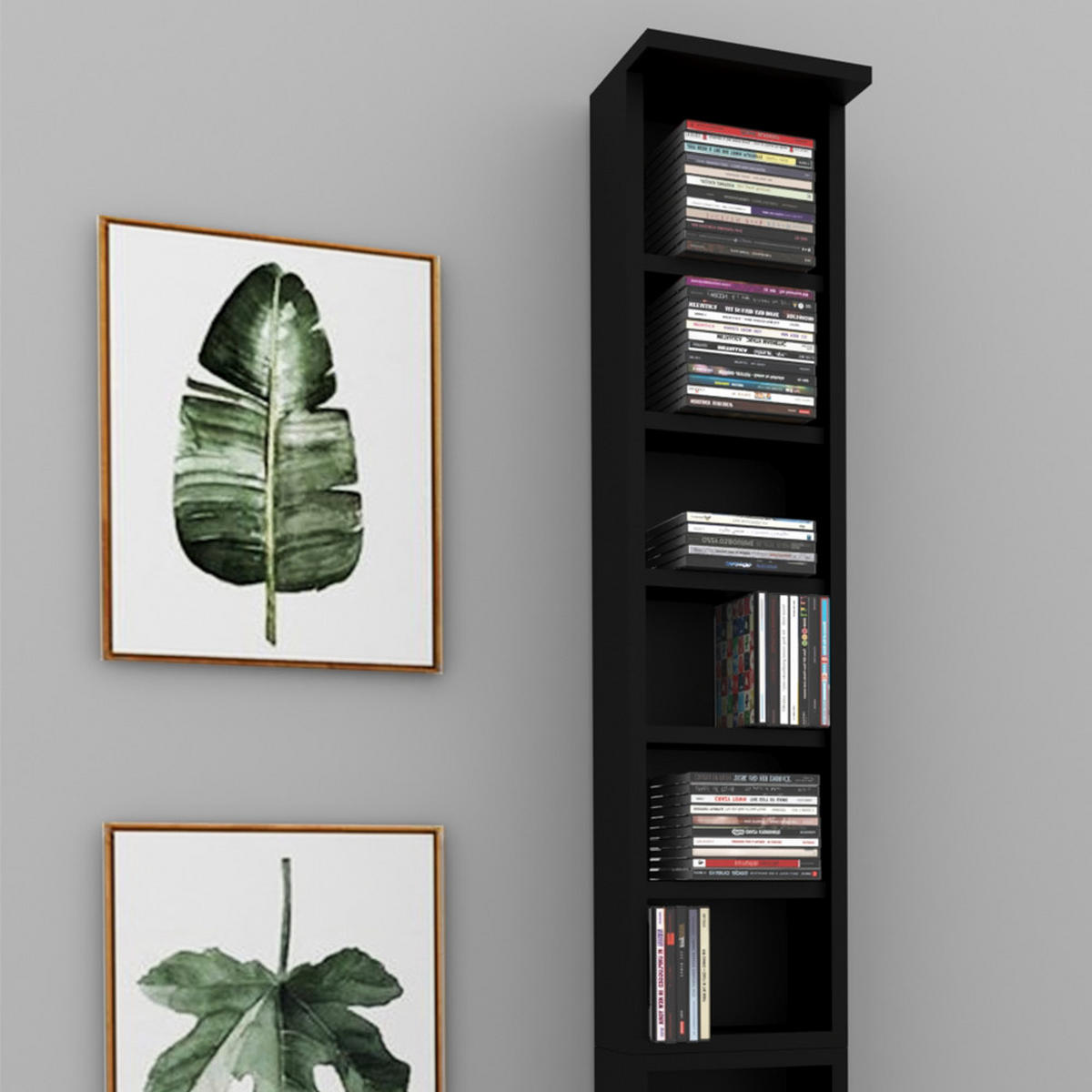 CD-REGAL Schwarz 21 x 183.6 cm Groß - Schwarz, Holzwerkstoff (21/183.6/20cm) - Vicco