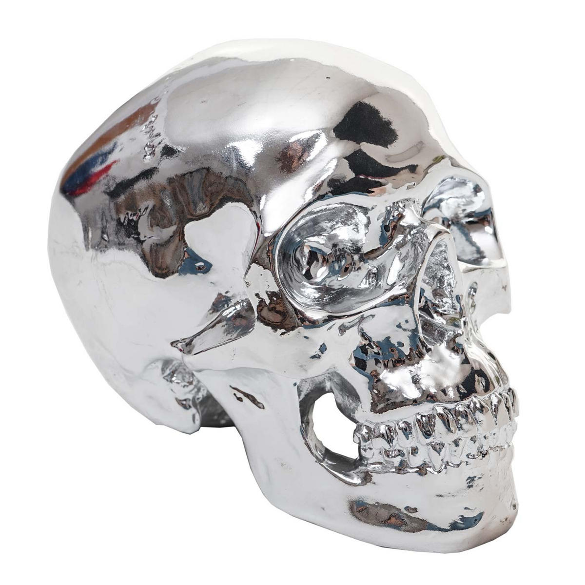 DEKO TOTENKOPF Silber - Silberfarben, Stein (12/15/18cm) - MCW