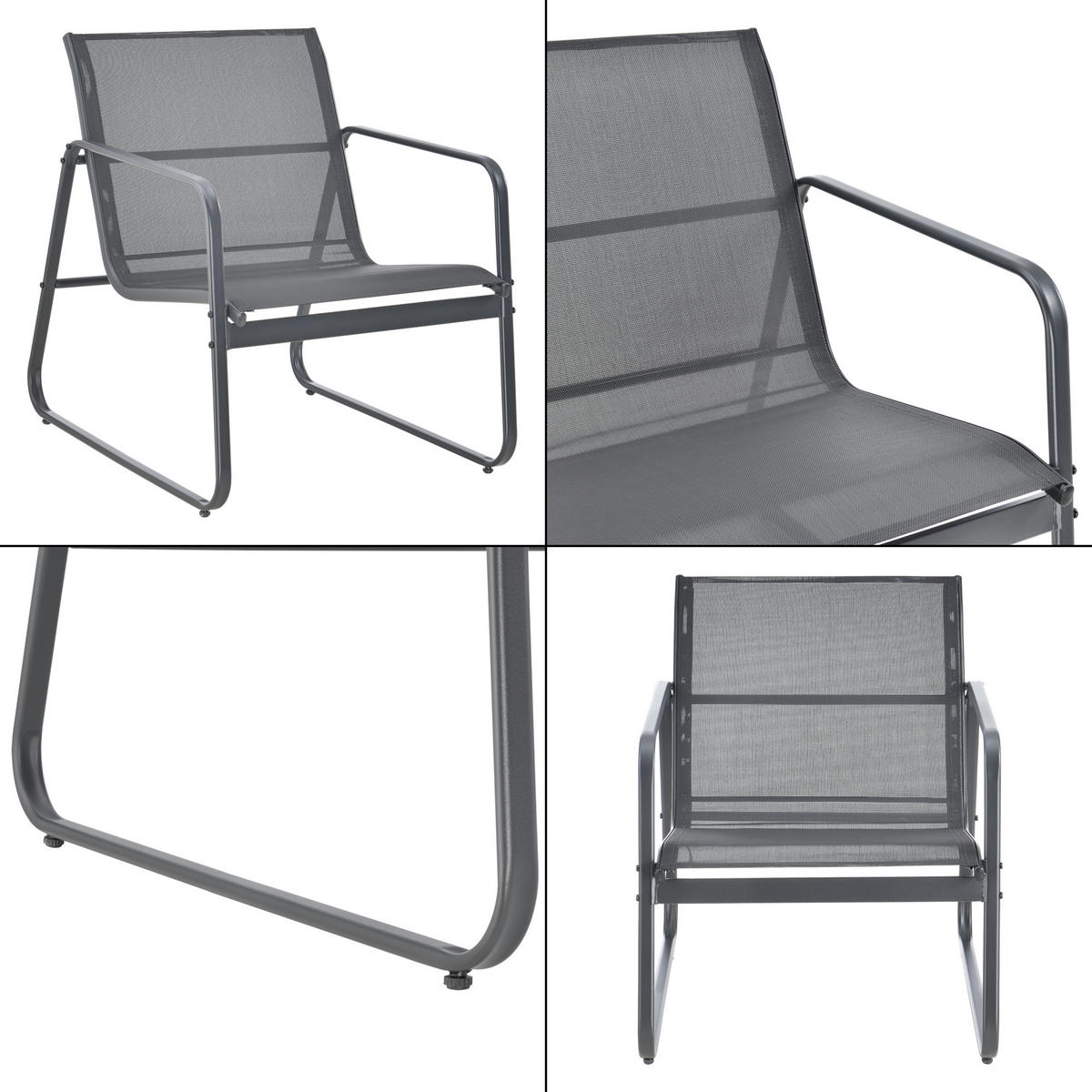 GARTENMÖBEL-SET 4 TLG. Anzi - Grau, Glas/Textil - casa.pro