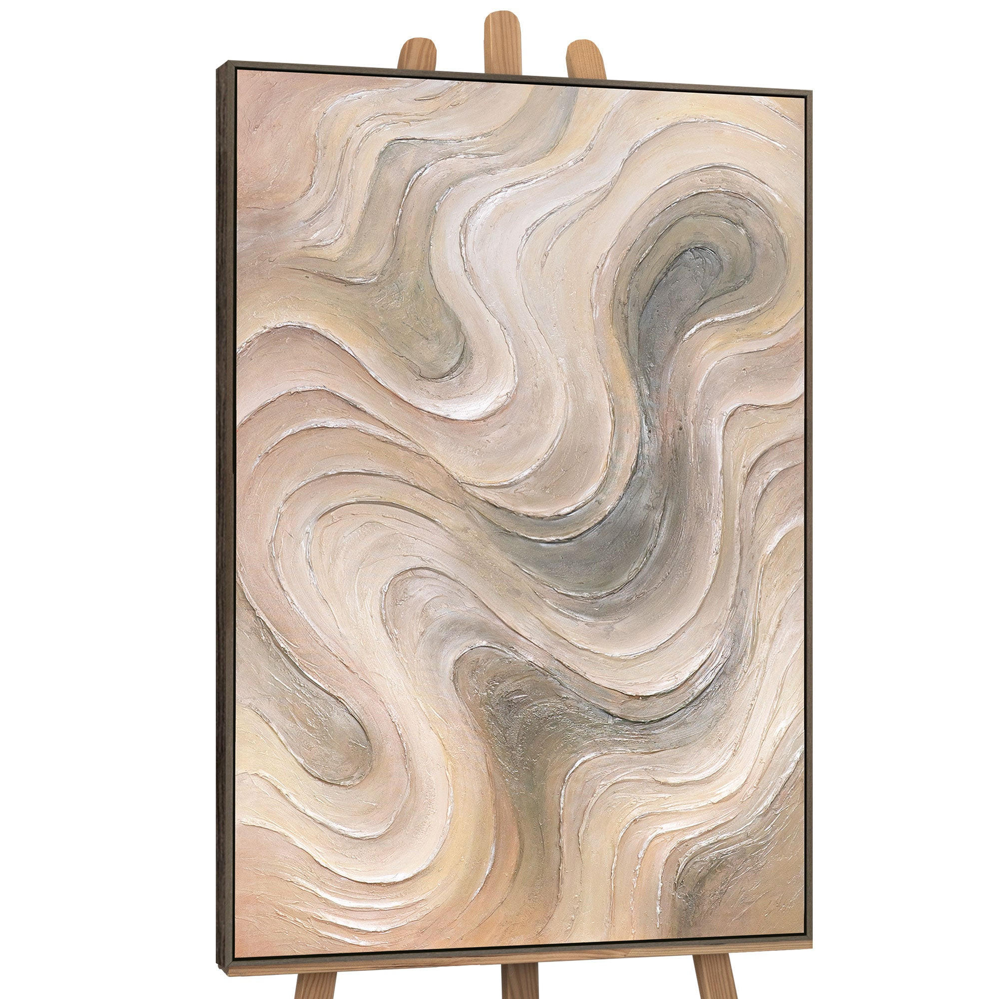 GEMÄLDE Sanfte Strömung Schattenfugenrahmen Grau 120x80 cm - Grau, Holz (120/80cm) - YS-art gallery