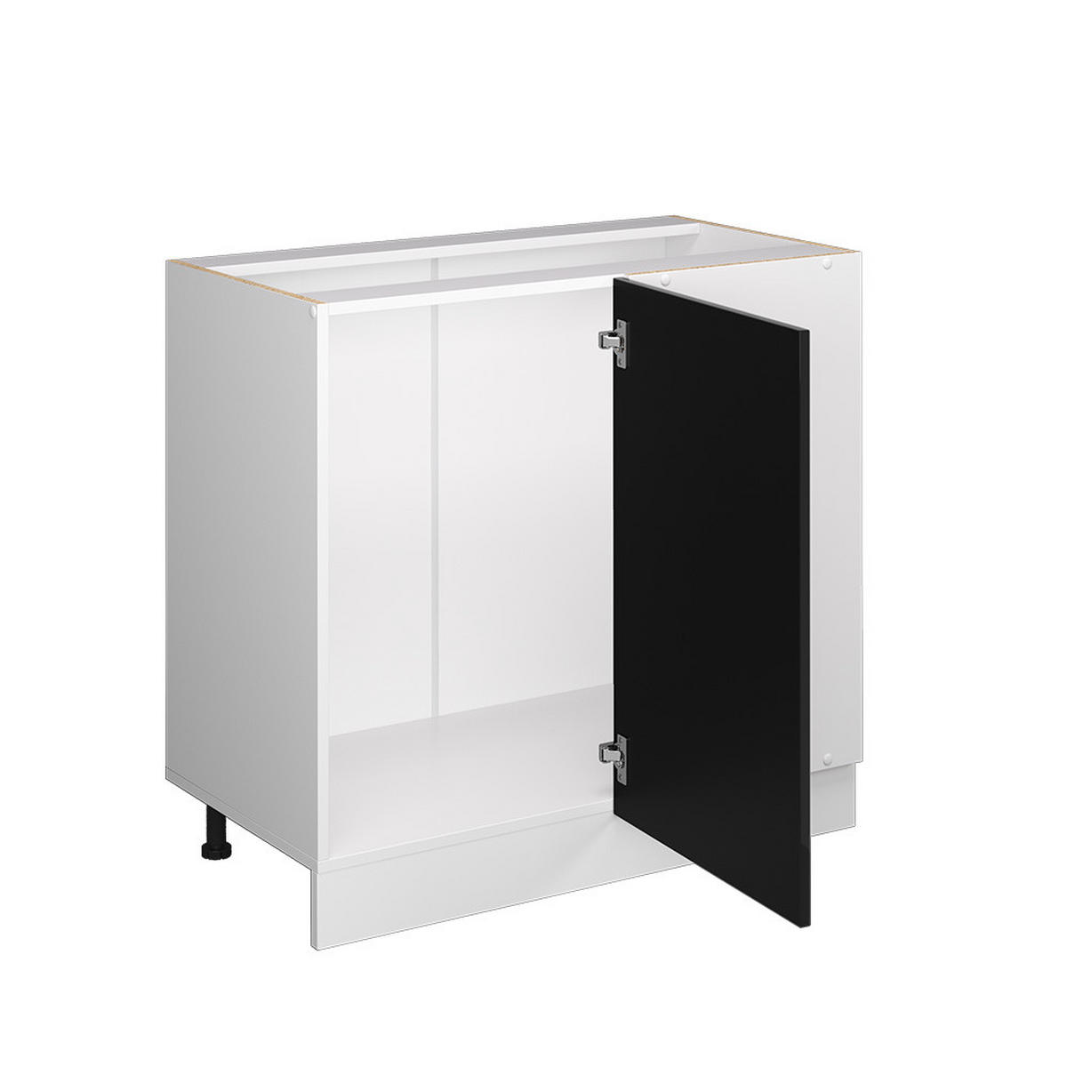 ECKUNTERSCHRANK R-Line Schwarz Hochglanz 86 cm, AP Eiche - Schwarz Hochglanz/Schwarz, Holzwerkstoff (86/81.6/60cm) - Vicco
