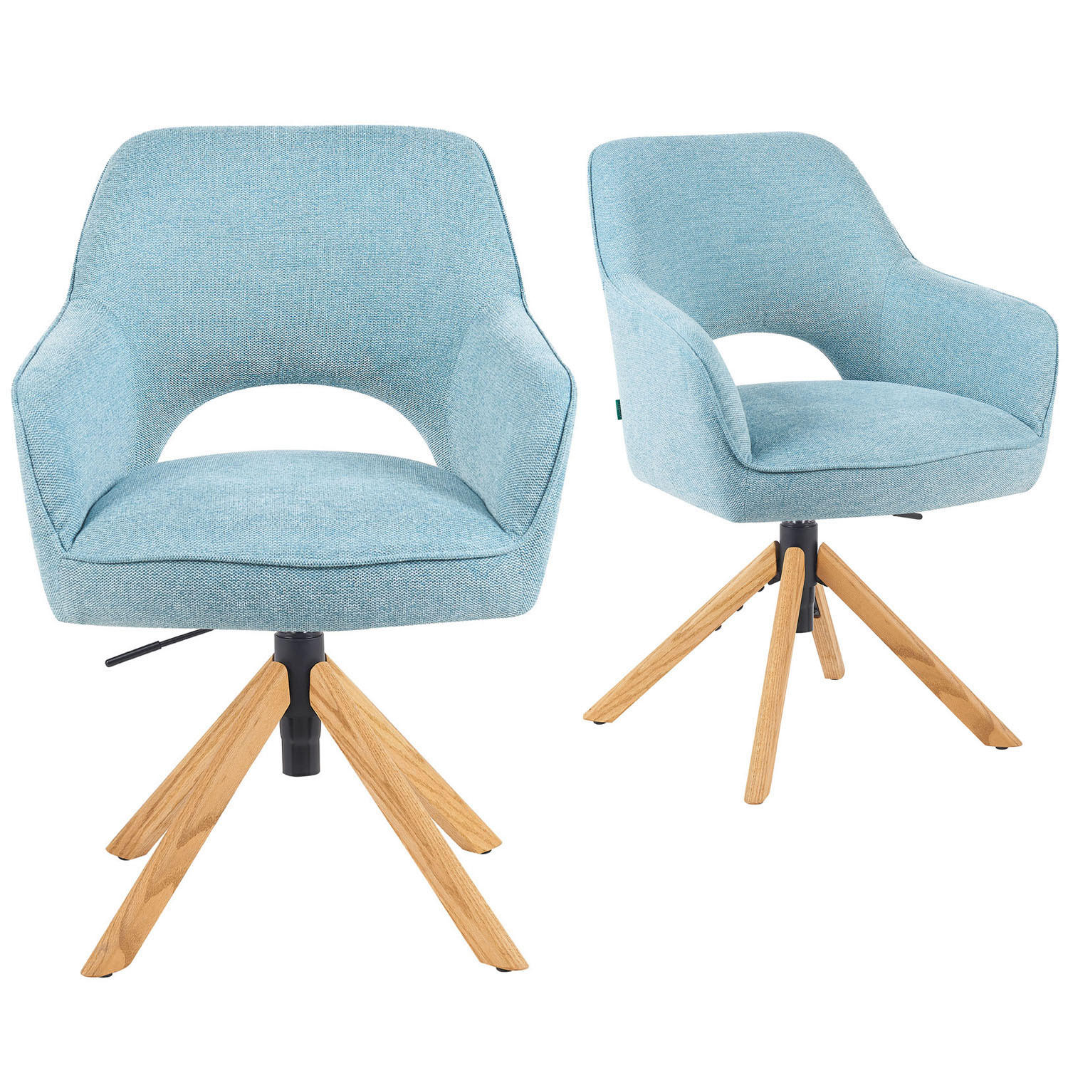 BÜROSTUHL Mika-Amia - Honigeiche/Hellblau, Eichenholz/Holz (60/88/65cm) - DUBI Möbel
