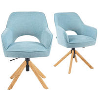 BÜROSTUHL Mika-Amia - Honigeiche/Hellblau, Eichenholz/Holz (60/88/65cm) - DUBI Möbel