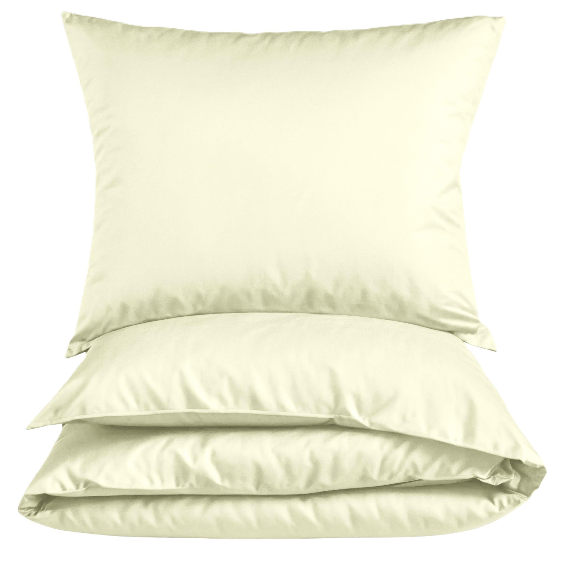 MAKO-SATIN-BETTWÄSCHE 135x200 Bettbezug einfarbig 100% Baumwolle - Uni Natur Creme - Creme, Textil (135/200cm) - Carpe Sonno