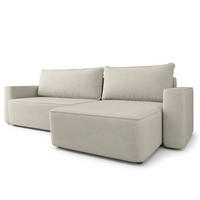 ECKSOFA BELARO CL Creme Samtstoff mit Schlaffunktion - Creme, Holzwerkstoff/Textil (280/162cm) - MASSENO