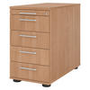 STANDCONTAINER - mit 4 Schubladen 80/42,8/72 cm in Nussbaumfarben Relinggriff (Kunststoff) - Nussbaumfarben, Holzwerkstoff (42.8/72/80cm) - bümö