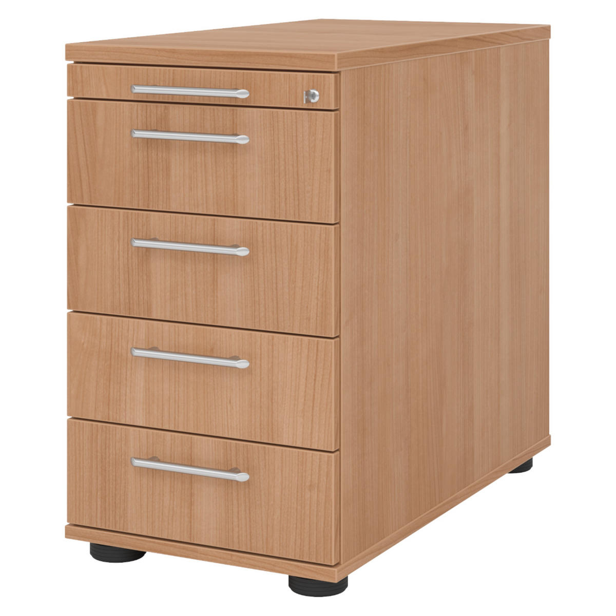 STANDCONTAINER - mit 4 Schubladen 80/42,8/72 cm in Nussbaumfarben Relinggriff (Kunststoff) - Nussbaumfarben, Holzwerkstoff (42.8/72/80cm) - bümö