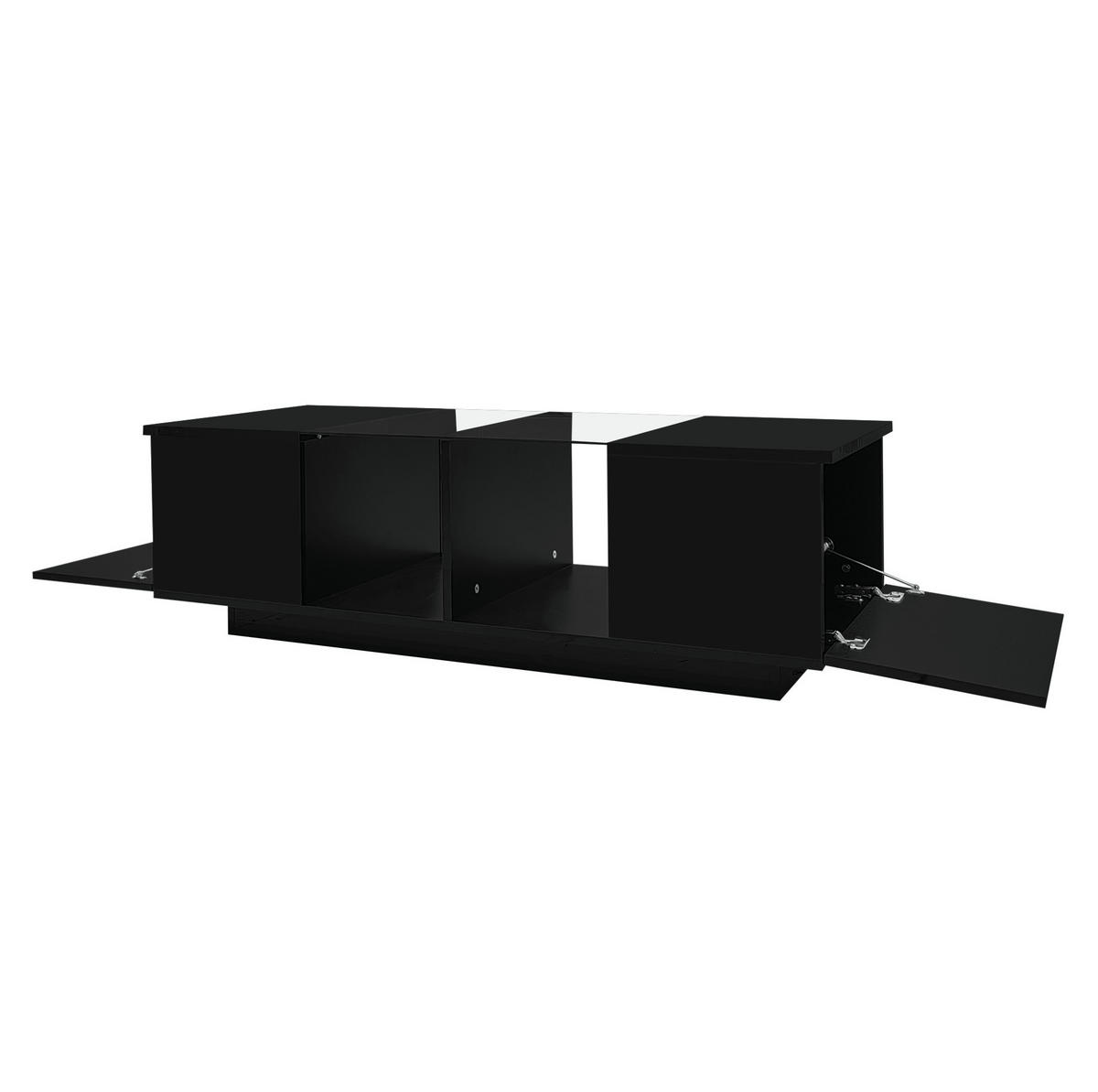 COUCHTISCH 120/50/38,5 cm schwarz mit LED-Beleuchtung und Glasplatte - Schwarz, Holzwerkstoff (120/50/38.5cm) - OKWISH