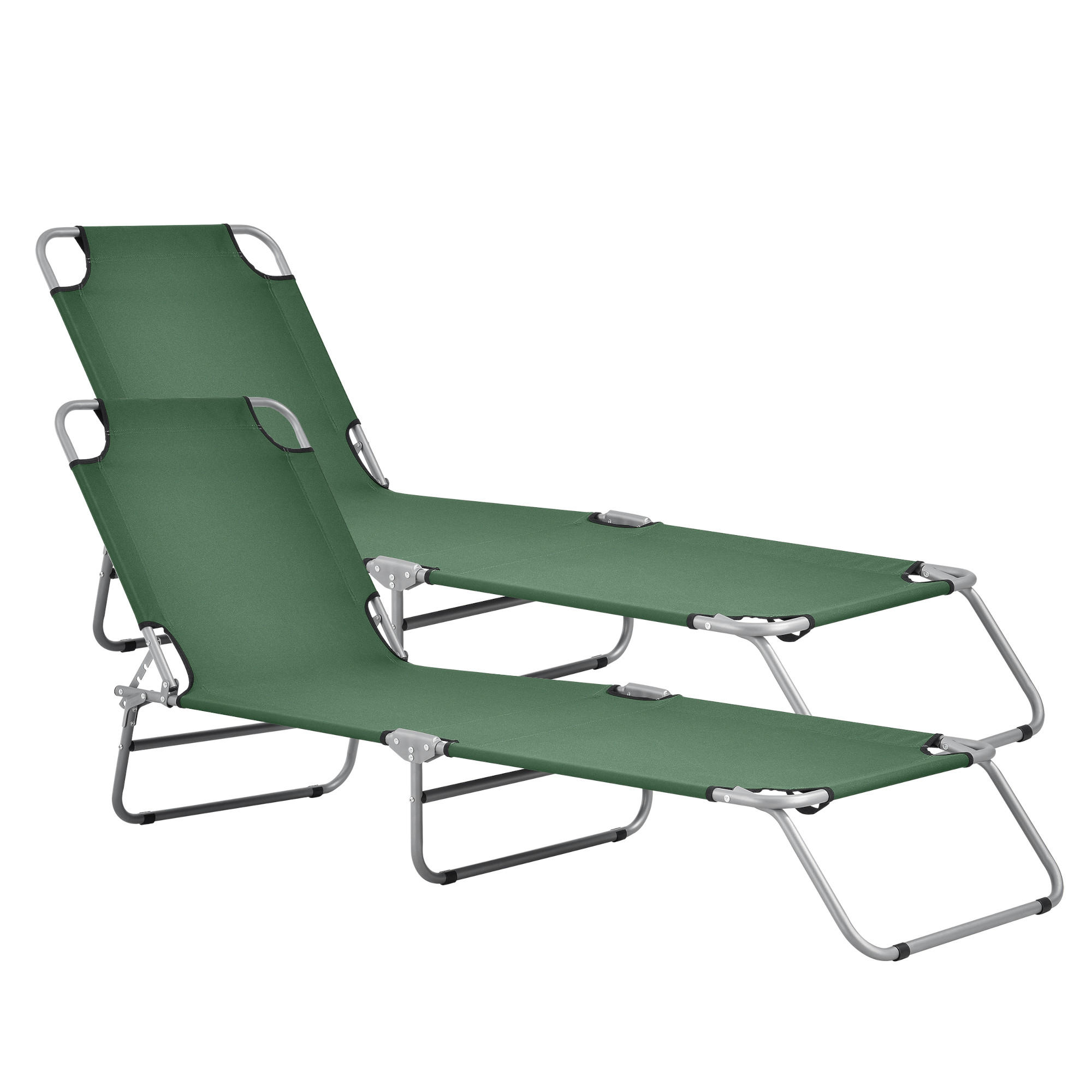 SONNENLIEGE-SET 2 TLG. Carcao - Dunkelgrün, Textil/Metall (186/24/55cm) - casa.pro