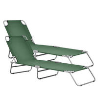 SONNENLIEGE-SET 2 TLG. Carcao - Dunkelgrün, Textil/Metall (186/24/55cm) - casa.pro
