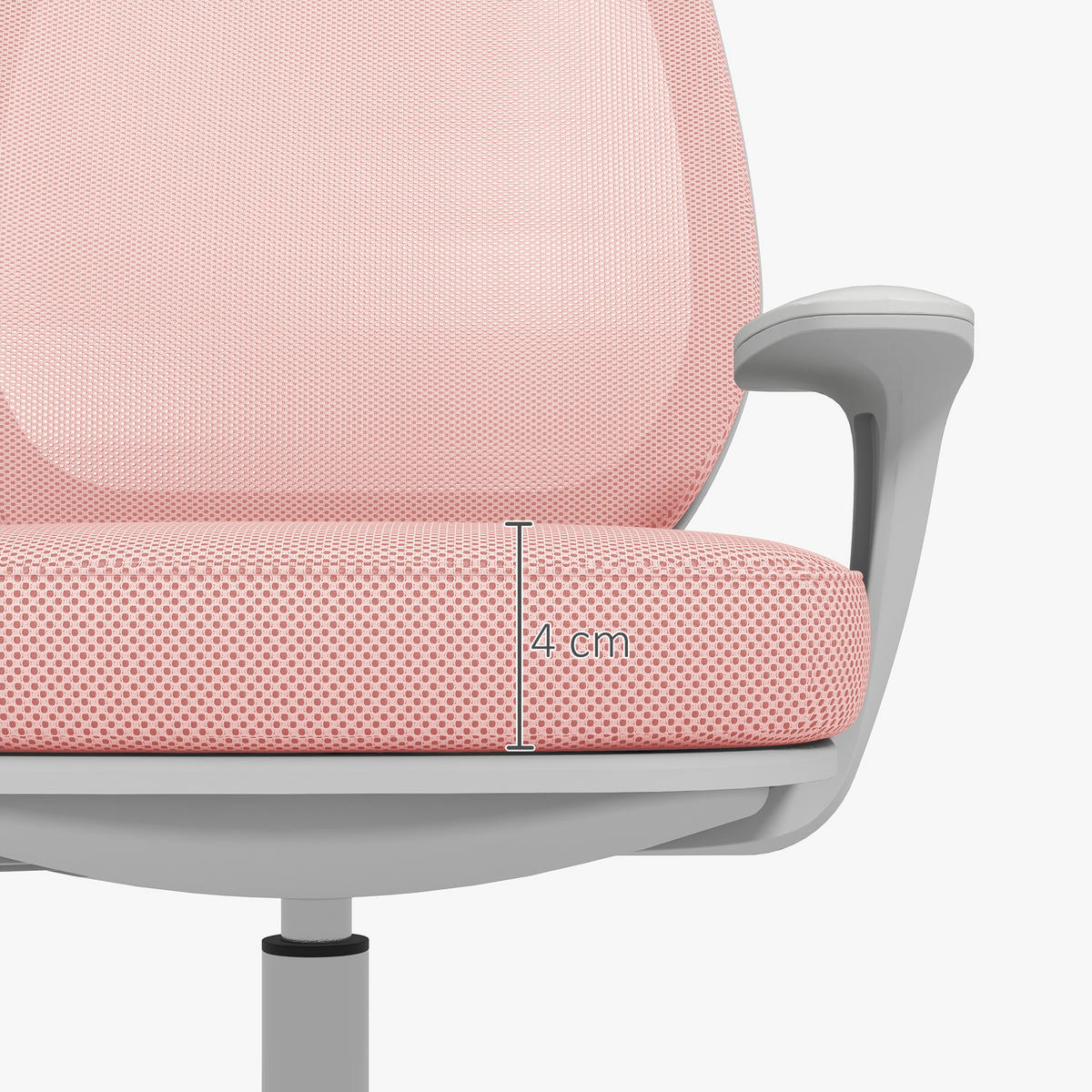 BÜROSTUHL, Ergonomisch Schreibtischstuhl mit Drehfunktion, Höhenverstellbar - Rosa/Weiß, Kunststoff/Textil (48/94.5/55cm) - Vinsetto