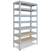 SCHWERLASTREGAL PRO 200x90x30 cm in verzinkt mit 7 Böden und 142 kg Traglast pro Boden - Silberfarben, Metall (90/200/30cm) - shelfplaza