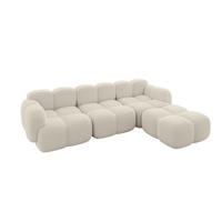ECKSOFA modulares Sofa Rechts Miko-L2 302x205x75 Beige Bouclé - Sandfarben/Schwarz, Holzwerkstoff/Kunststoff (302/205cm) - ALTDECOR