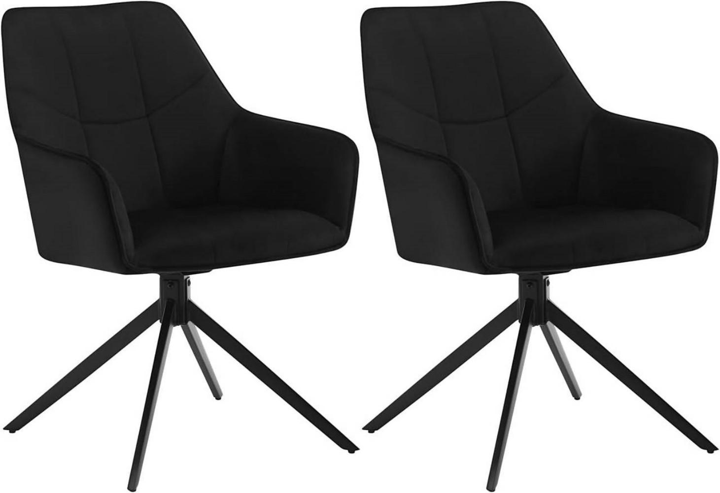ESSZIMMERSTUHL 2er Set, Samt, Metallbeine, Schwarz - Schwarz, Kunststoff/Textil (58/86/63.5cm) - Woltu