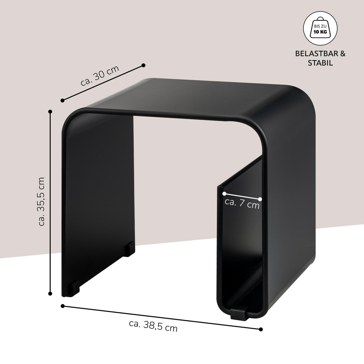 BEISTELLTISCH MIT MAGAZINHALTER Acryl schwarzmatt - Schwarz, Kunststoff (30/38.5/35.5cm) - eluno