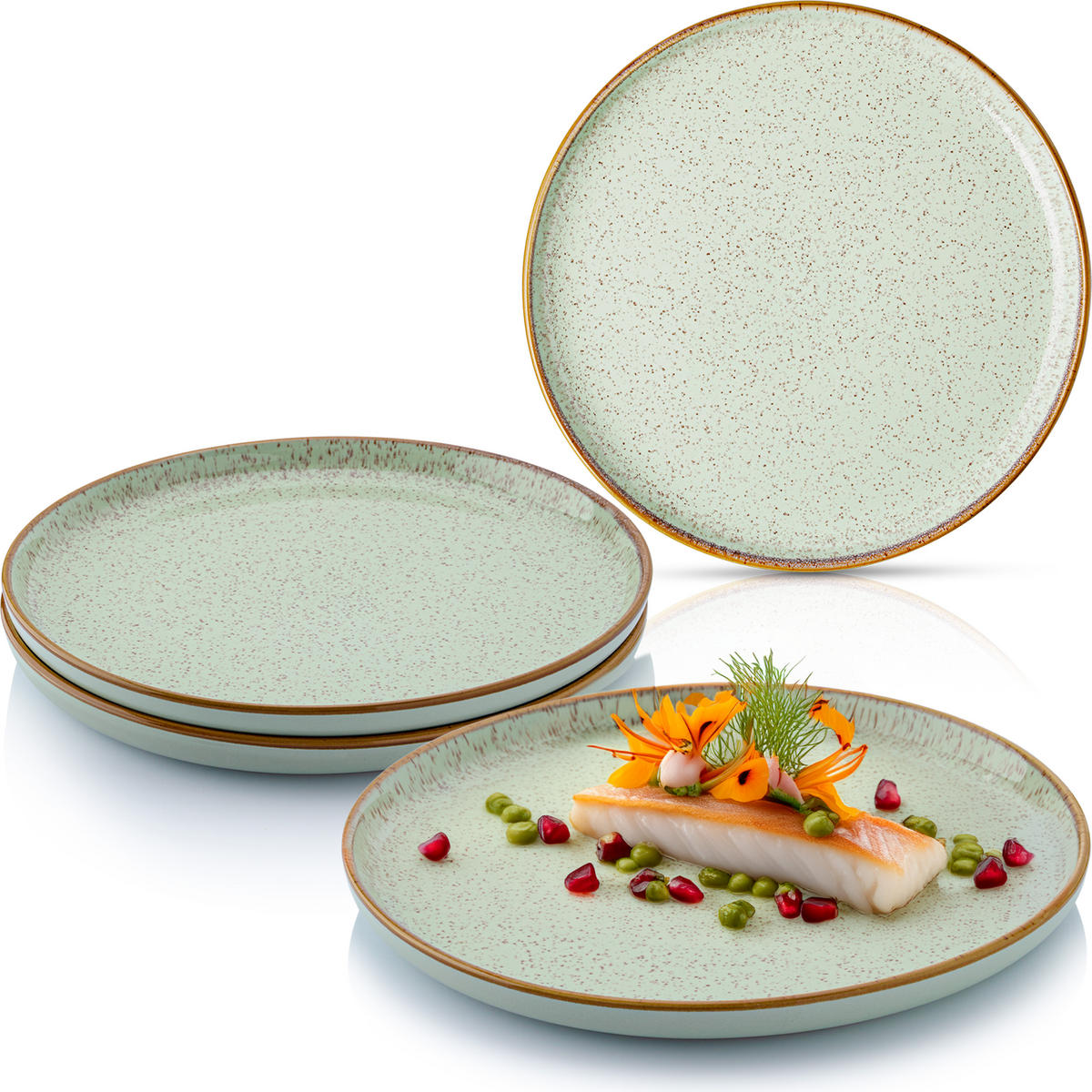 SPEISETELLER RIO MINZE - 4 teilig aus Steingut - Grün, Keramik (13cm) - Sänger