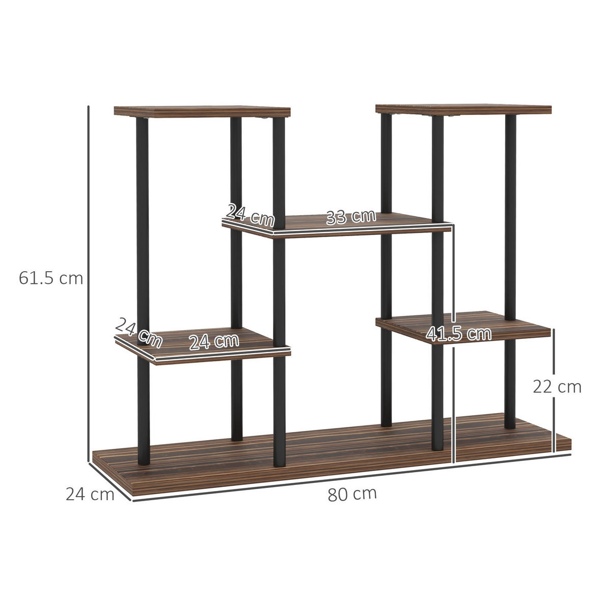 BLUMENTREPPE aus Stahl 80x24x61,5 cm in Braun mit 4 Ebenen - Braun, Metall (24/61.5/80cm) - Modfu