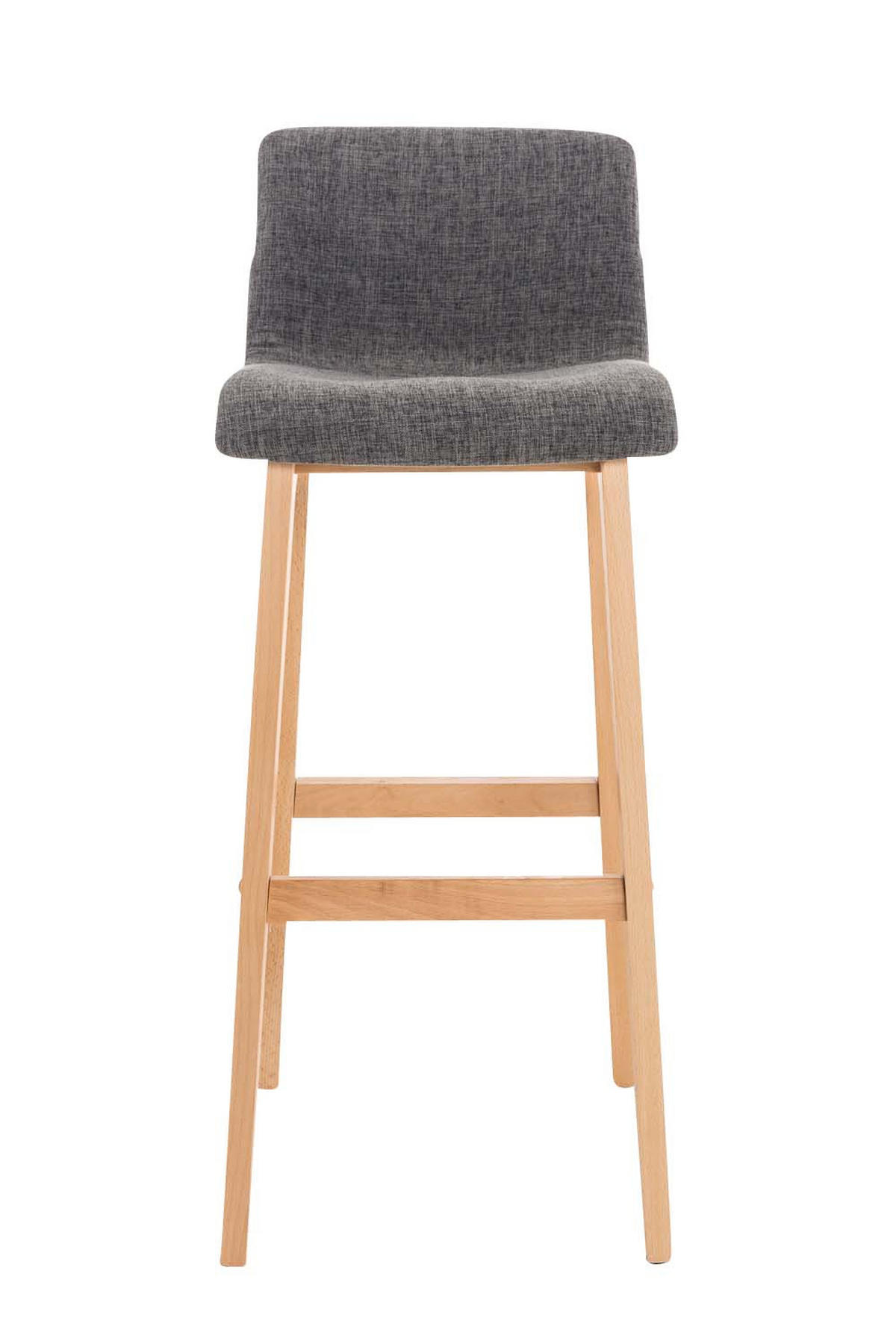 BARHOCKER Stoff hellgrau - Eukalyptusholzfarben/Hellgrau, Holz/Textil (41/101/46cm) - CLP