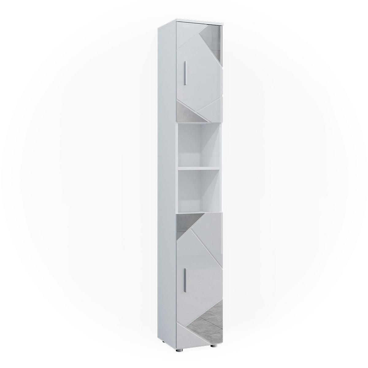 BADSCHRANK Irma Weiß 30 x 192 cm - Weiß Hochglanz, Holzwerkstoff (30/192/30cm) - Vicco